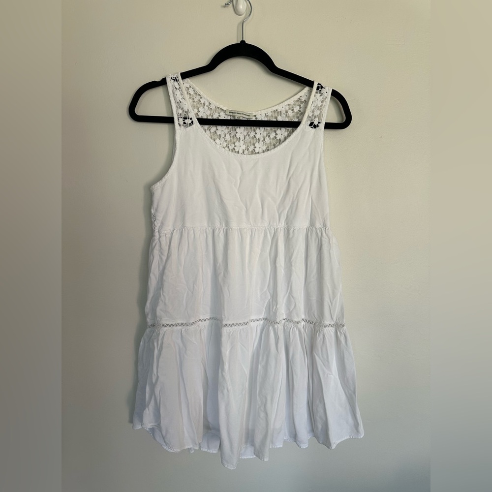 American Eagle Women’s White Lace-Back Sleeveless Dress – Size Small